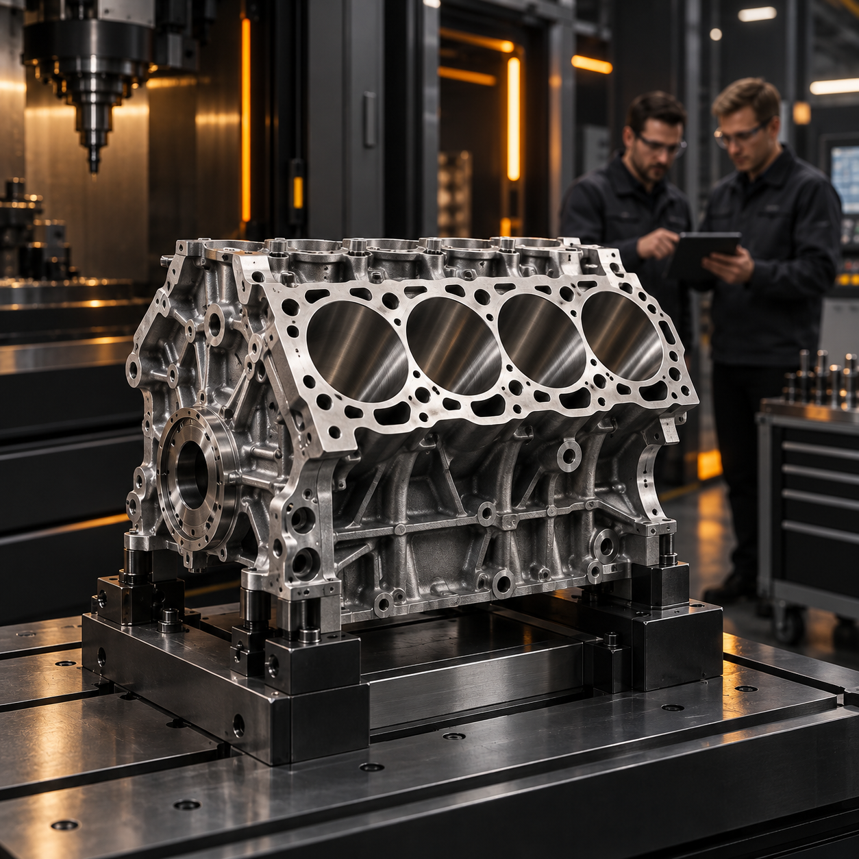 Cylinder block prepared for machining development