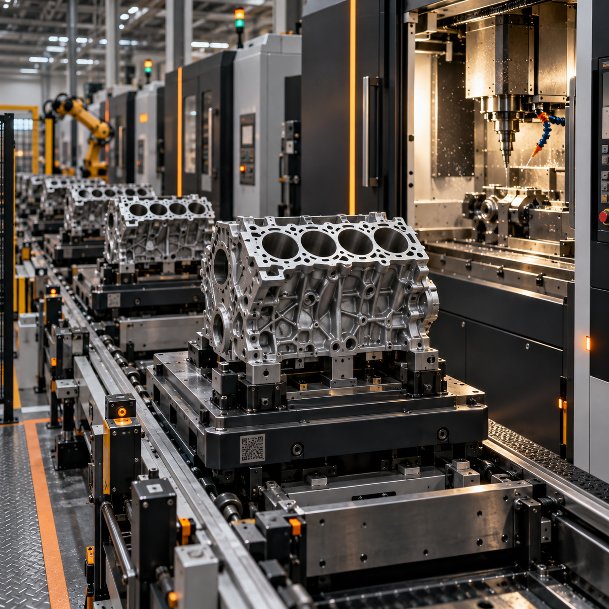 Serial cylinder block production line