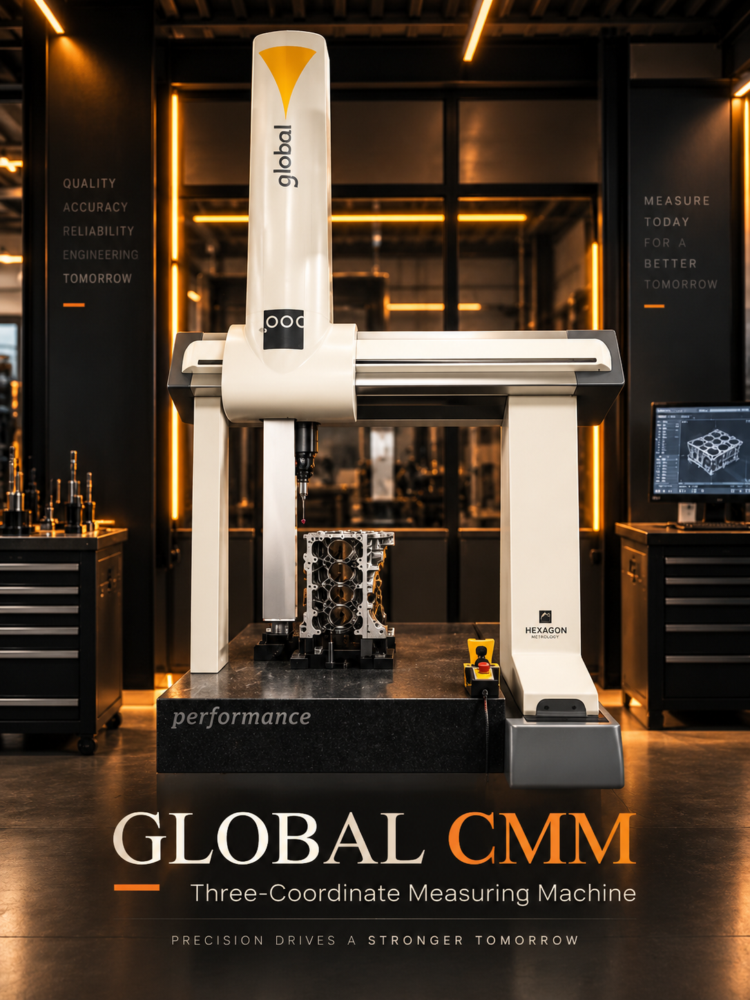 Cylinder block testing and validation with a coordinate measuring machine